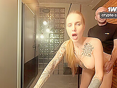 Neighbor Almost Caught By Wife At Window, Instead He Destroyed My Pussy Hard In Shower