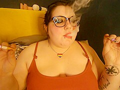 Chubby Hippie Sugar Dandy Smokes Two Cigarettes At Once