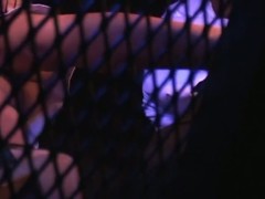 Intriguing upskirt thong voyeur video in a club