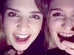 Two Girlfriends Give A Public Double Blowjob In Pov
