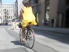 Accidental nudity on a bicycle
