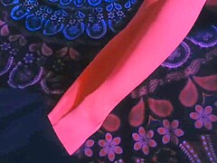 Neon pink stockings footjob and fun