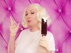 Latex Medical Gloves And Eating Ice Cream (food Fetish) With Braces With Arya Grander