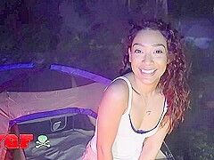 Petite Darling Sarah Lace Wants To Do A Fun Camping Trip In The Wild With Lots Of Fucking