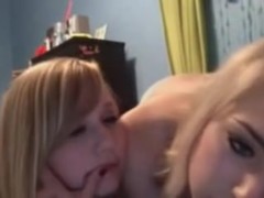 2 blond angels giving a kiss on livecam
