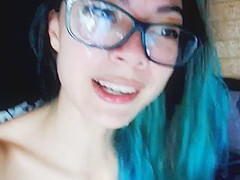 Cum in black and blue hair  long hair  hair